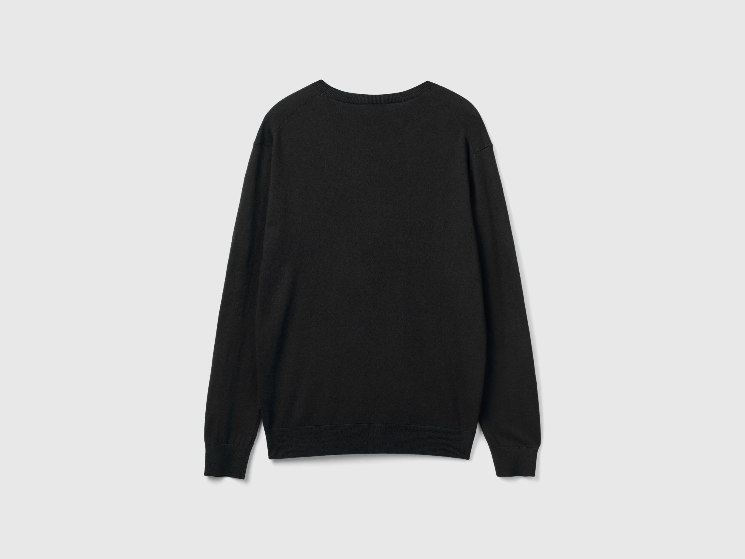 Crew neck sweater in lightweight cotton blend Black Benetton