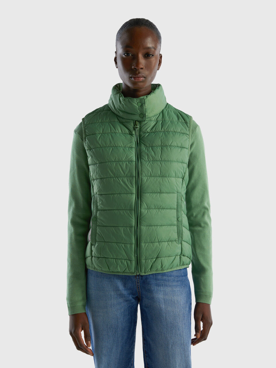 Puffer jacket with high sale collar