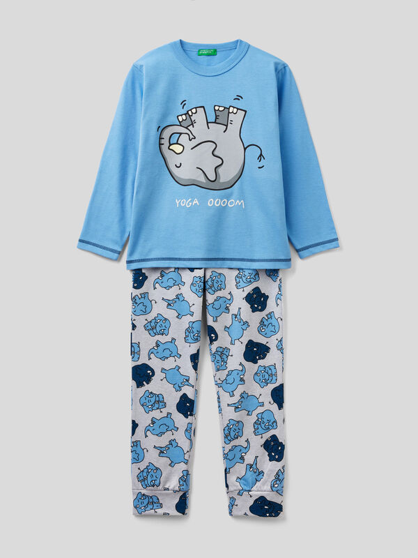 Long 100% cotton pajamas with print Junior Boy