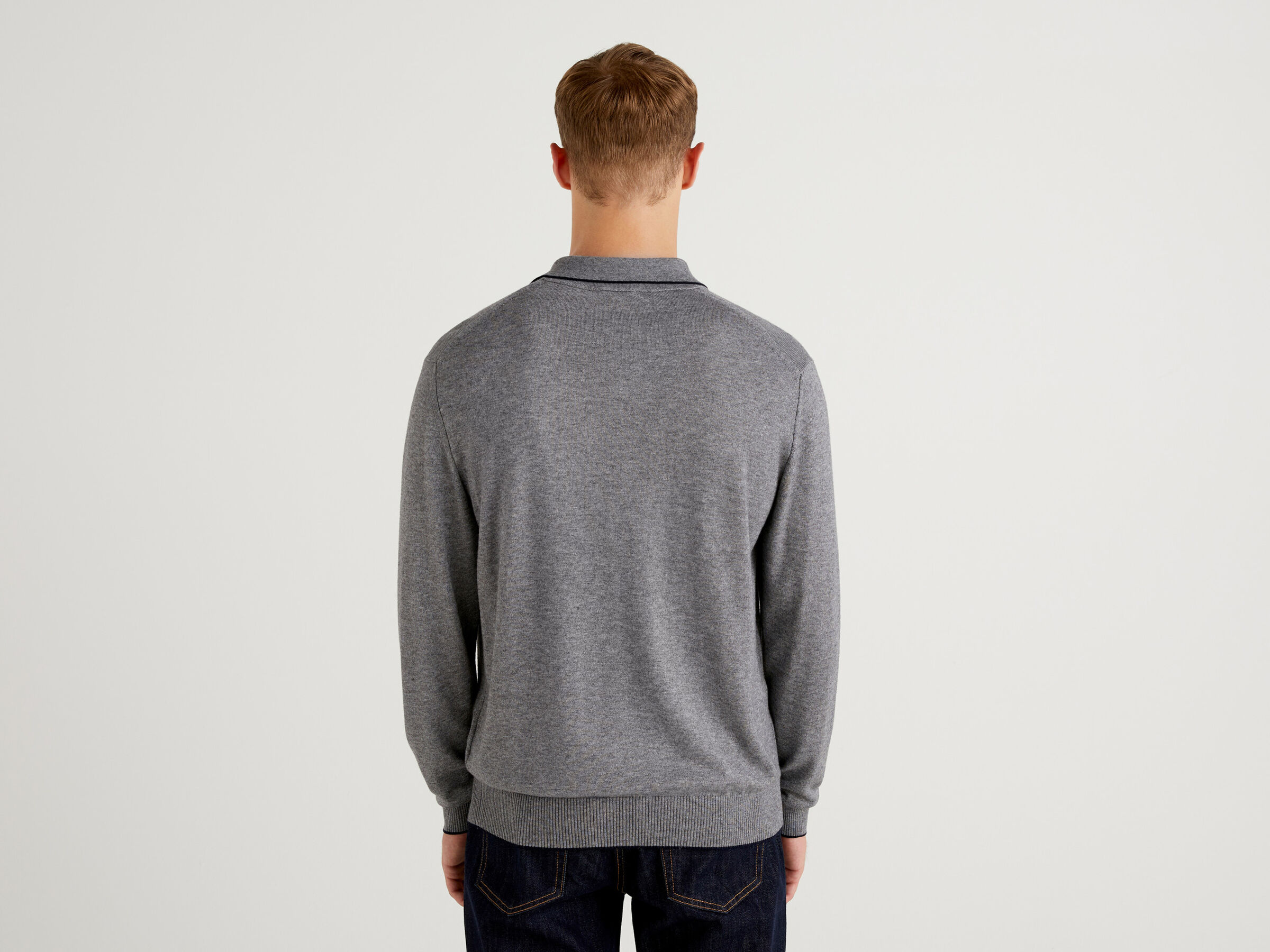Long sleeve knit polo image number 2