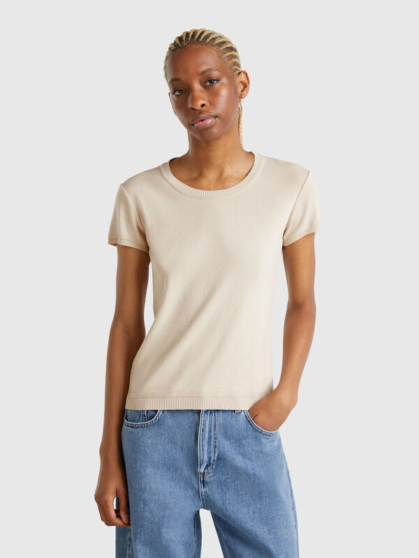 Beige short sleeve sweater Women