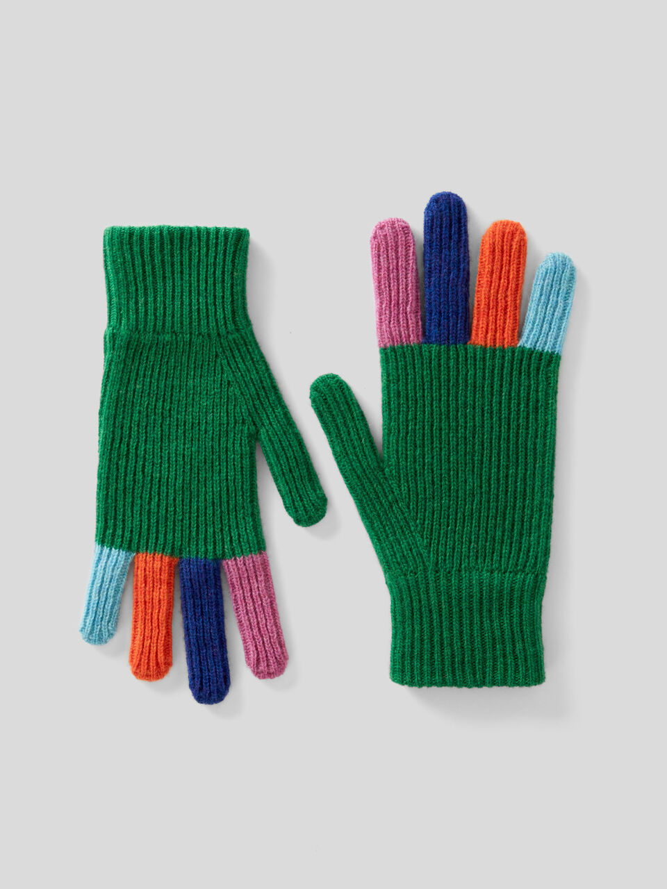 Multicolored gloves in pure Merino wool image number 1