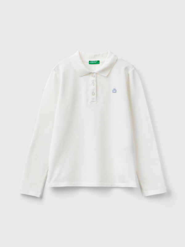 Long sleeve polo in organic cotton Junior Girl
