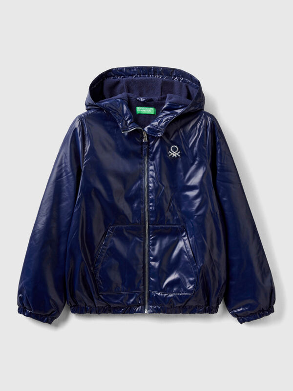 Glossy jacket with zip and hood Junior Girl