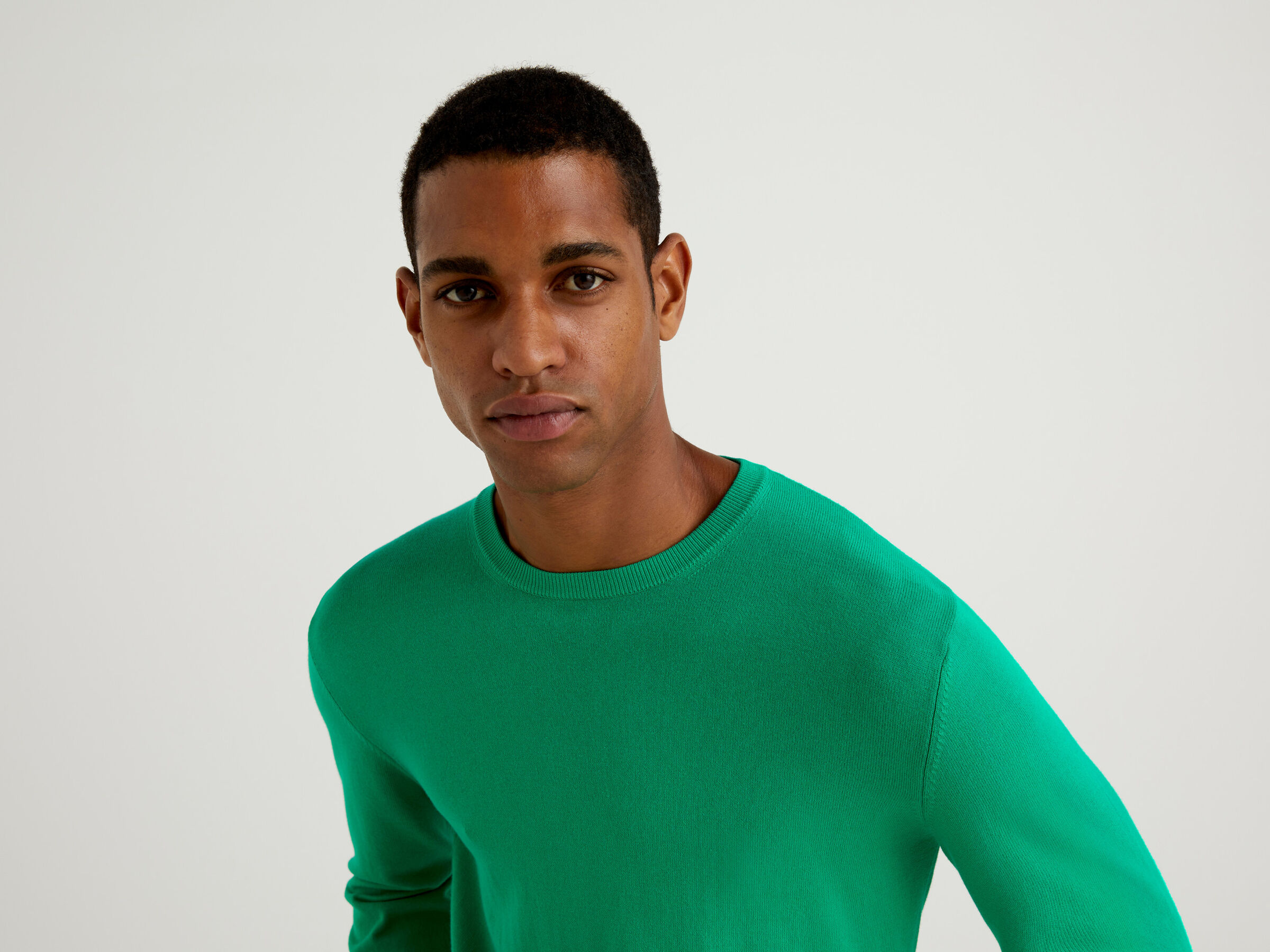Crew neck sweater in 100% cotton image number 3
