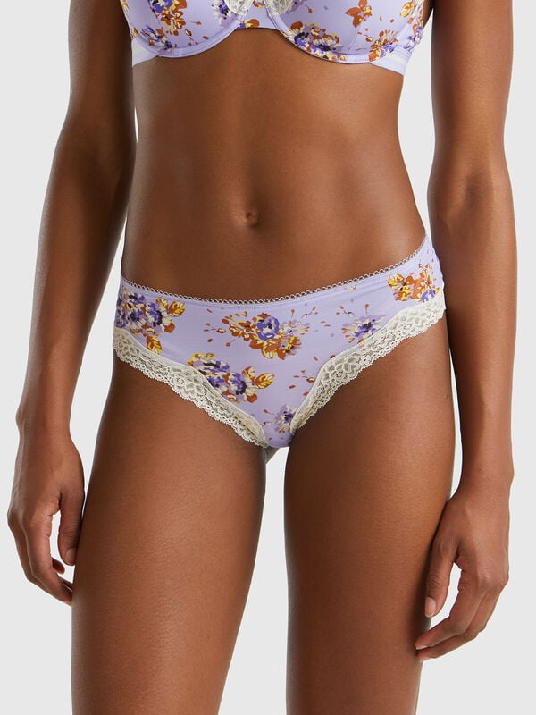 Charmeuse briefs with floral print Women
