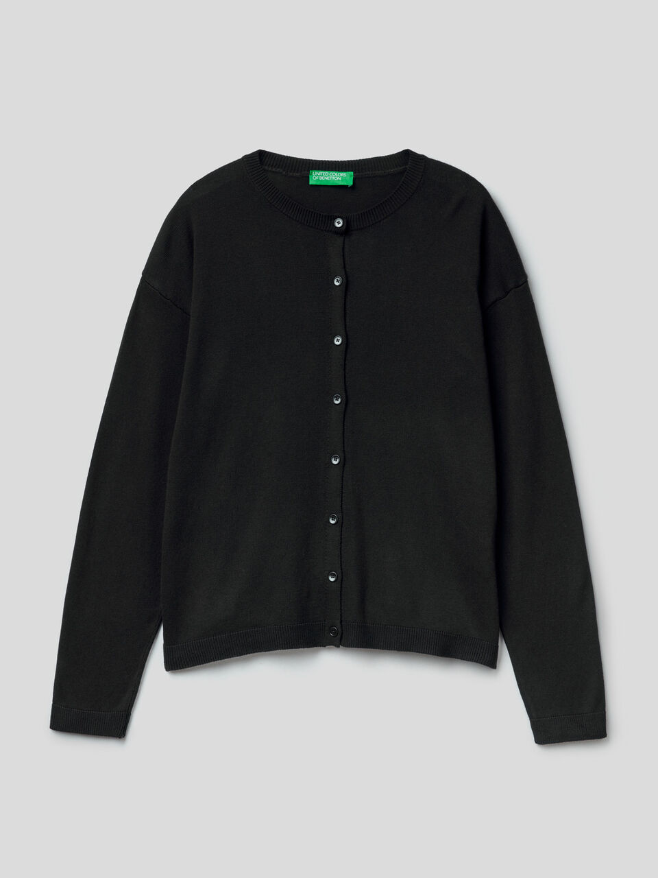 Crew neck cardigan with buttons image number 1