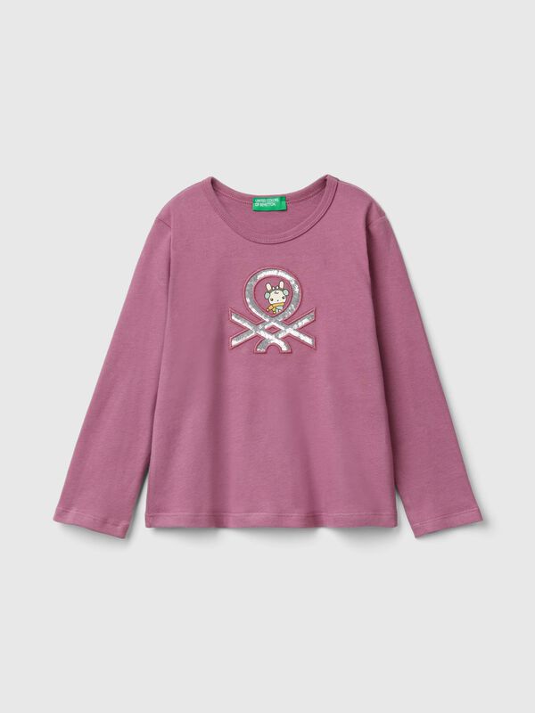 T-shirt with print and sequins Junior Girl