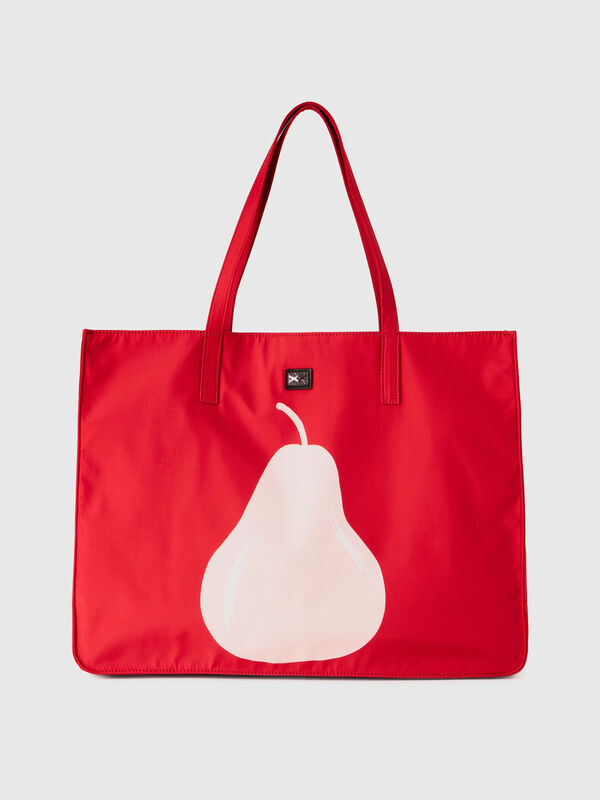 Red tote bag with pear print Women