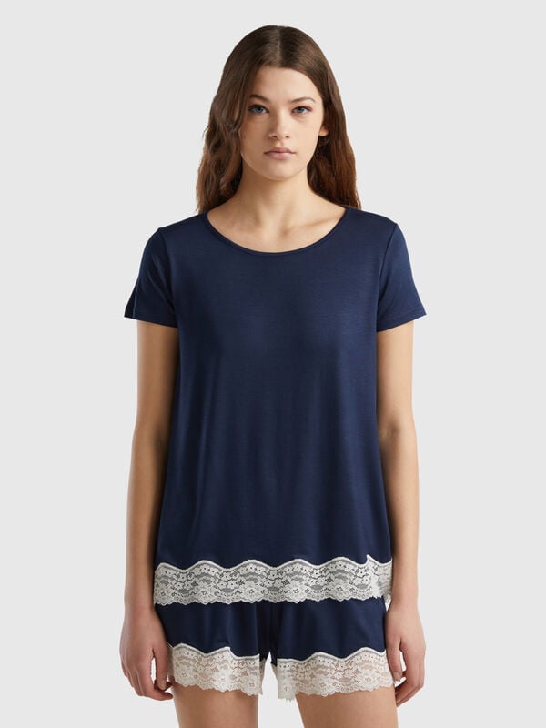 Short sleeve t-shirts with lace Women