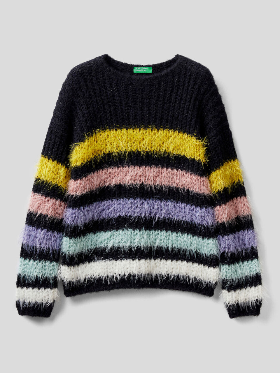 Striped sweater in wool blend image number 1