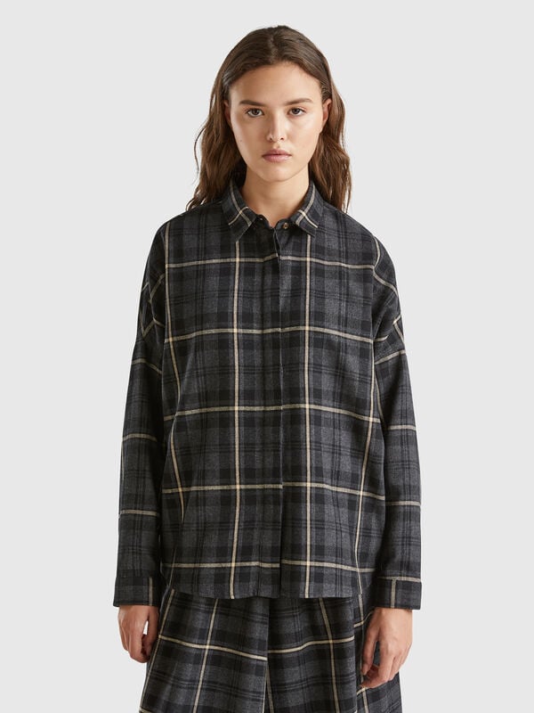 Tartan check wool blend shirt Women