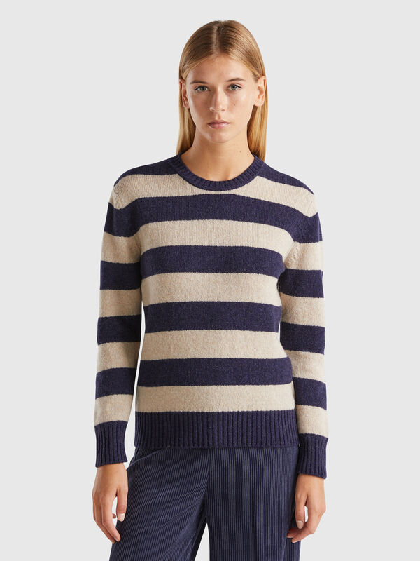 Striped sweater in pure Shetland wool Women