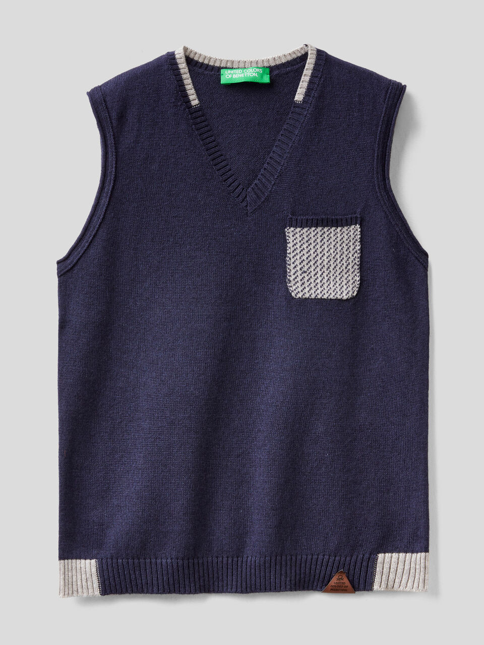Vest in wool and cotton blend image number 1