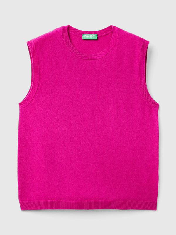 Cyclamen vest in pure Merino wool Women