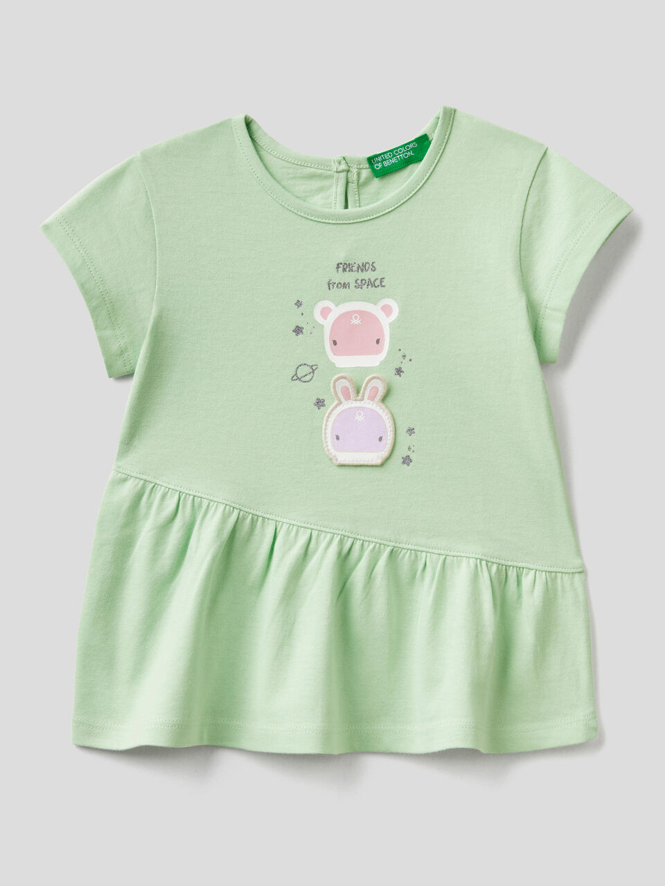 T Shirt With Frill And Glitter