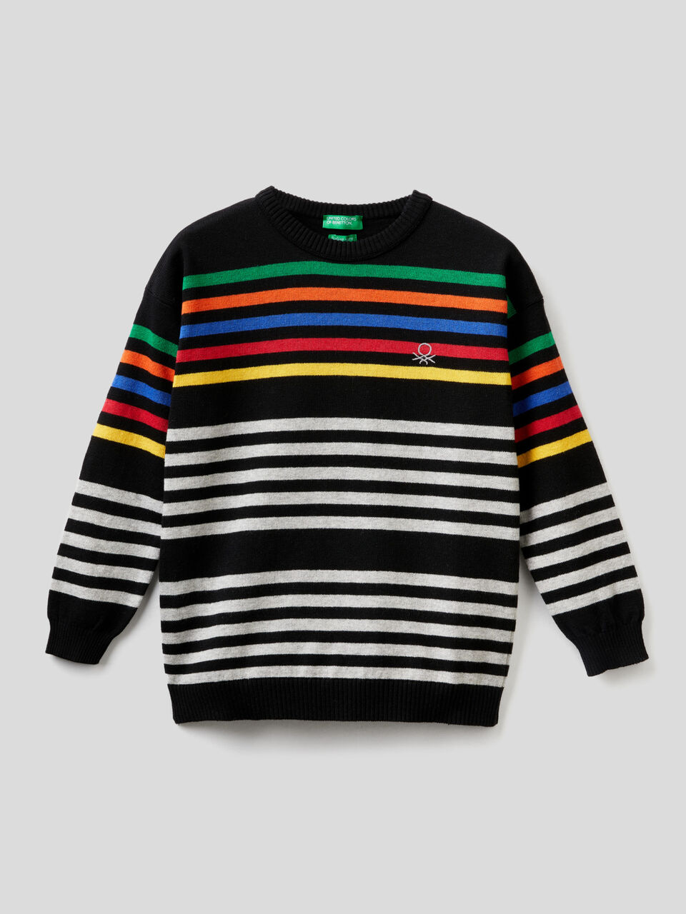 Striped sweater in cotton blend image number 1