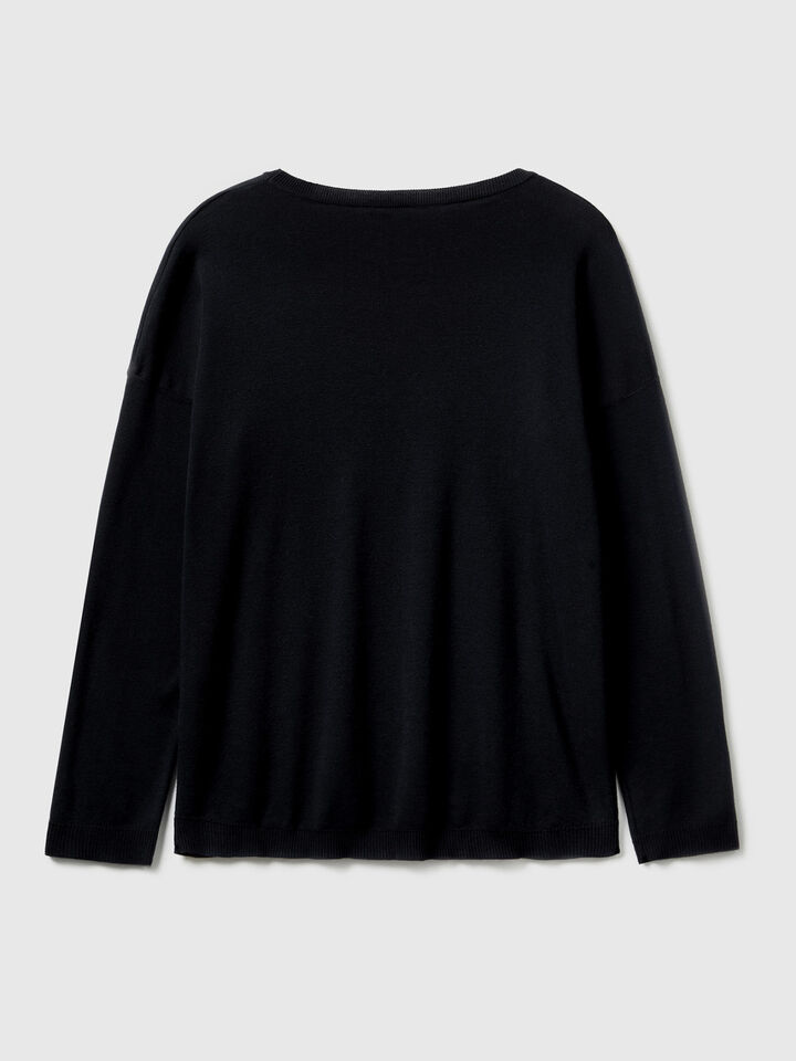 Cotton sweater with round neck image number 2