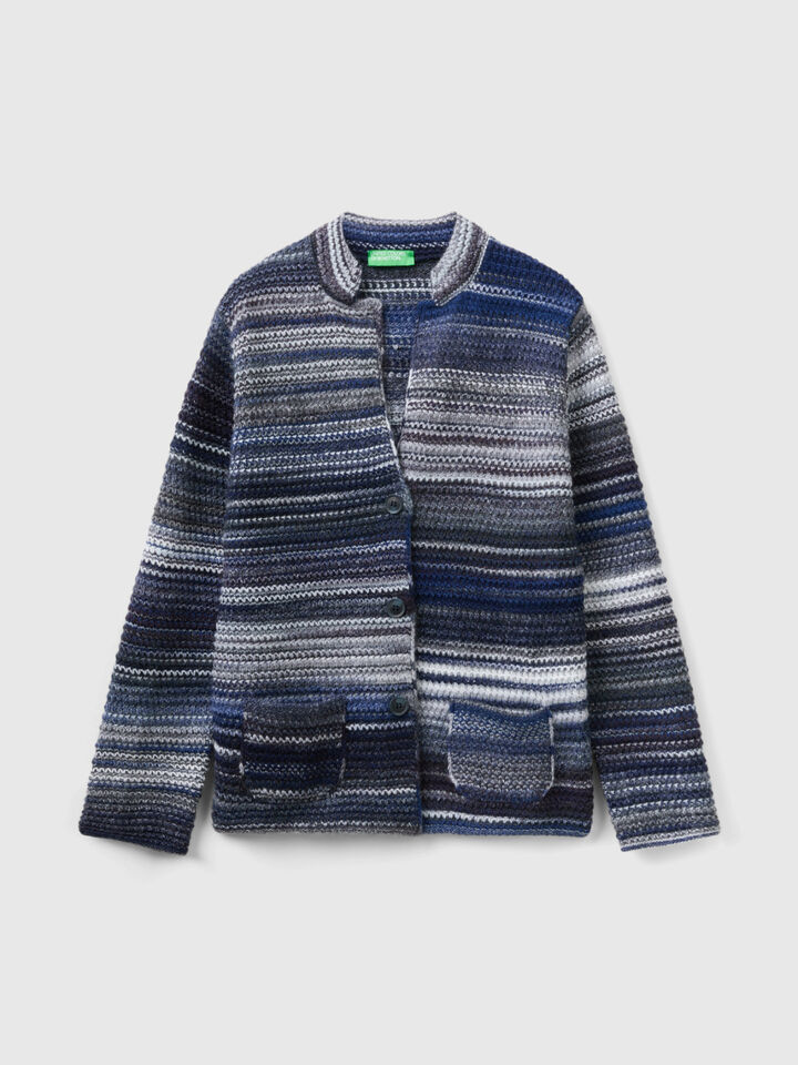 Knit jacket in multicolor wool blend image number 1