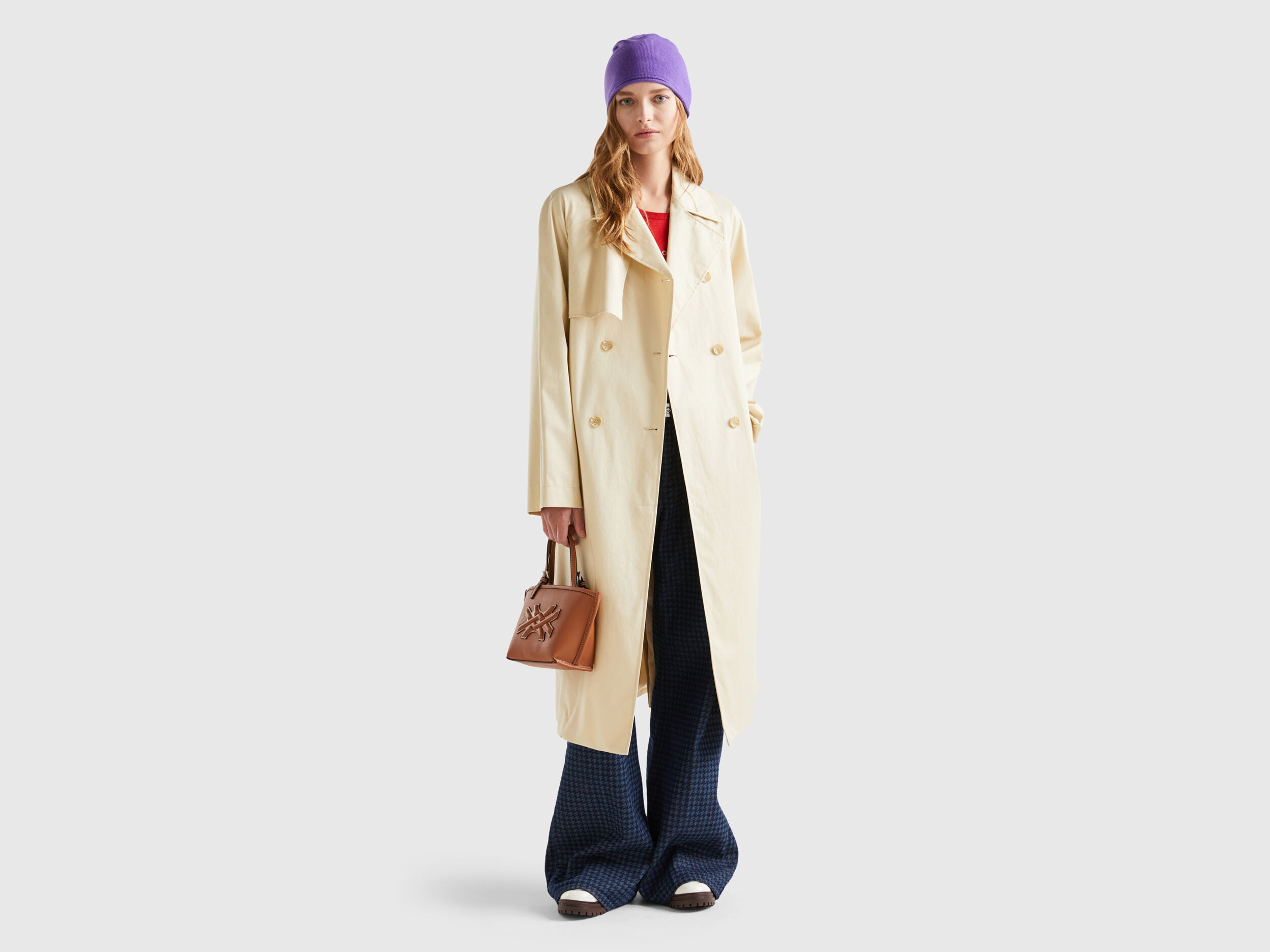 Benetton mid length hidden double breasted coat clearance