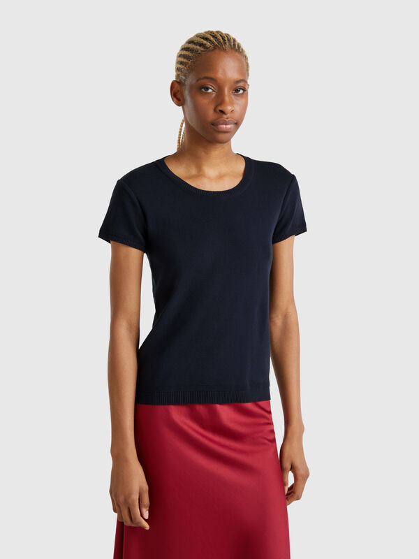 Midnight blue short sleeve sweater Women