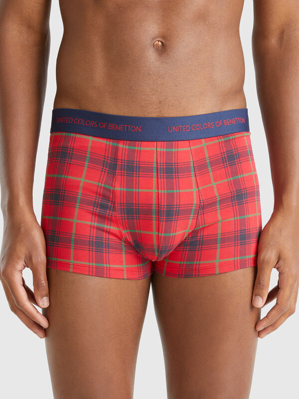 Red and blue tartan boxer shorts Men