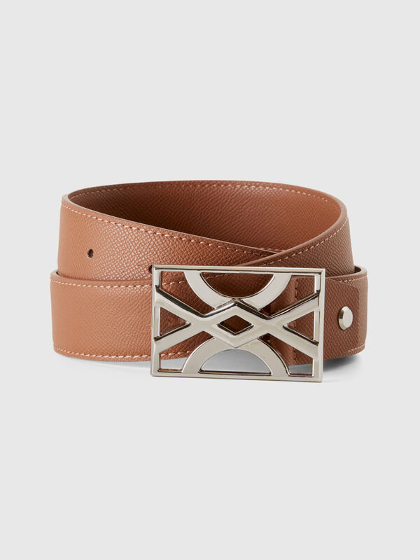 Brown belt with logoed buckle Women