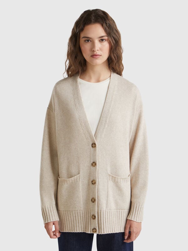 Oversized fit cardigan in wool blend Women