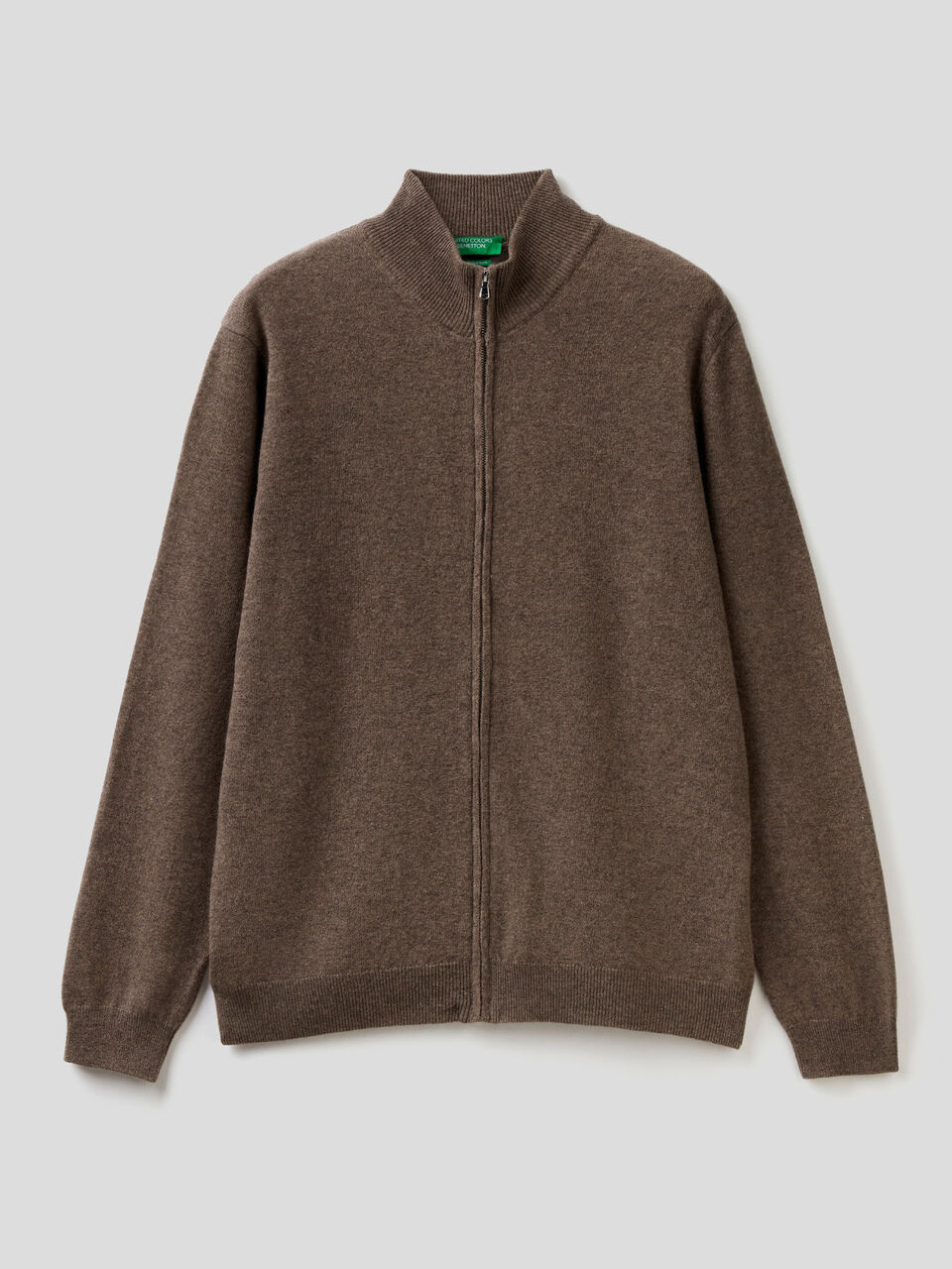 Zip-up cardigan in 100% virgin wool image number 1