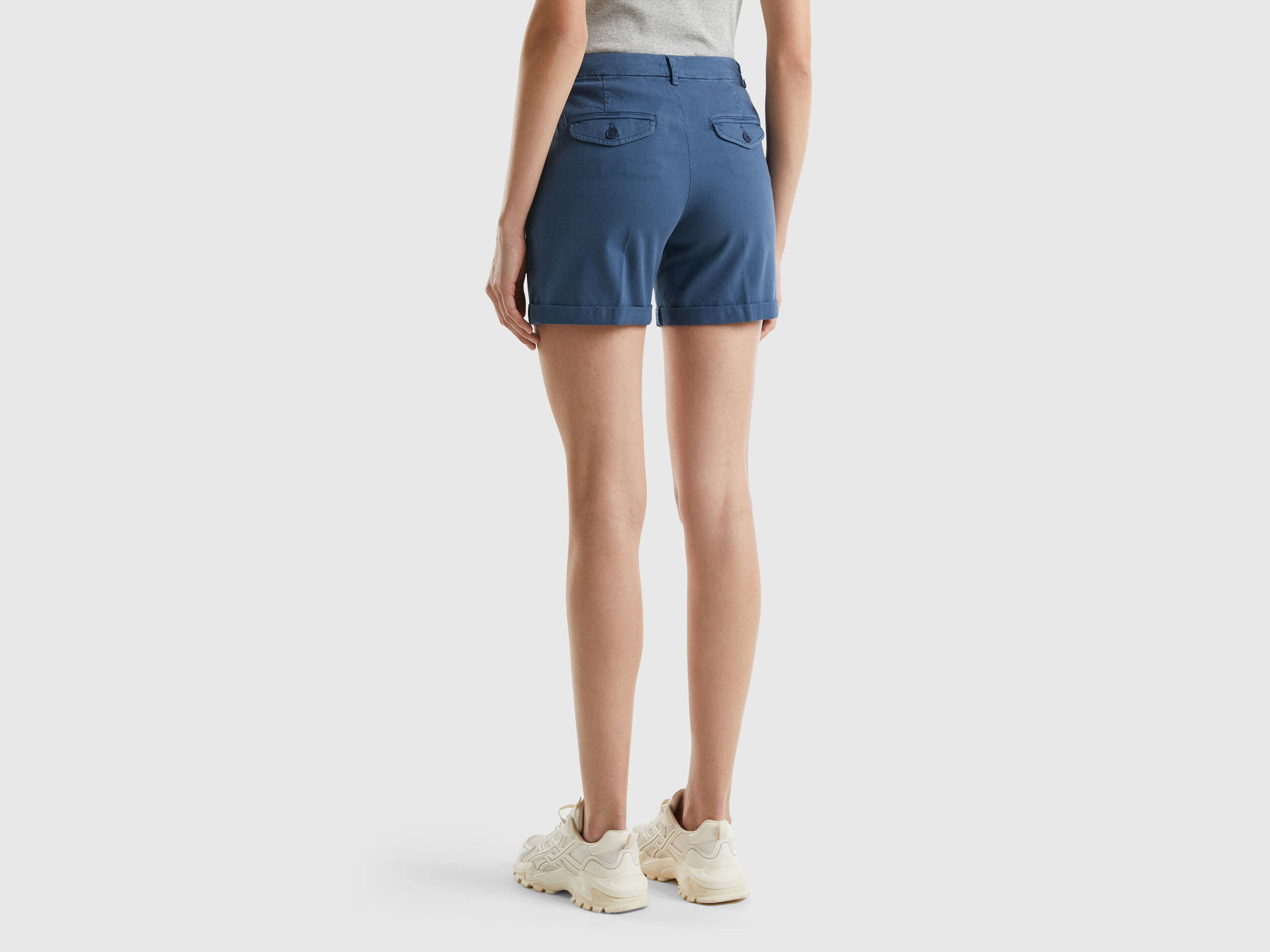 Stretch cotton bermudas Air Force Blue Benetton