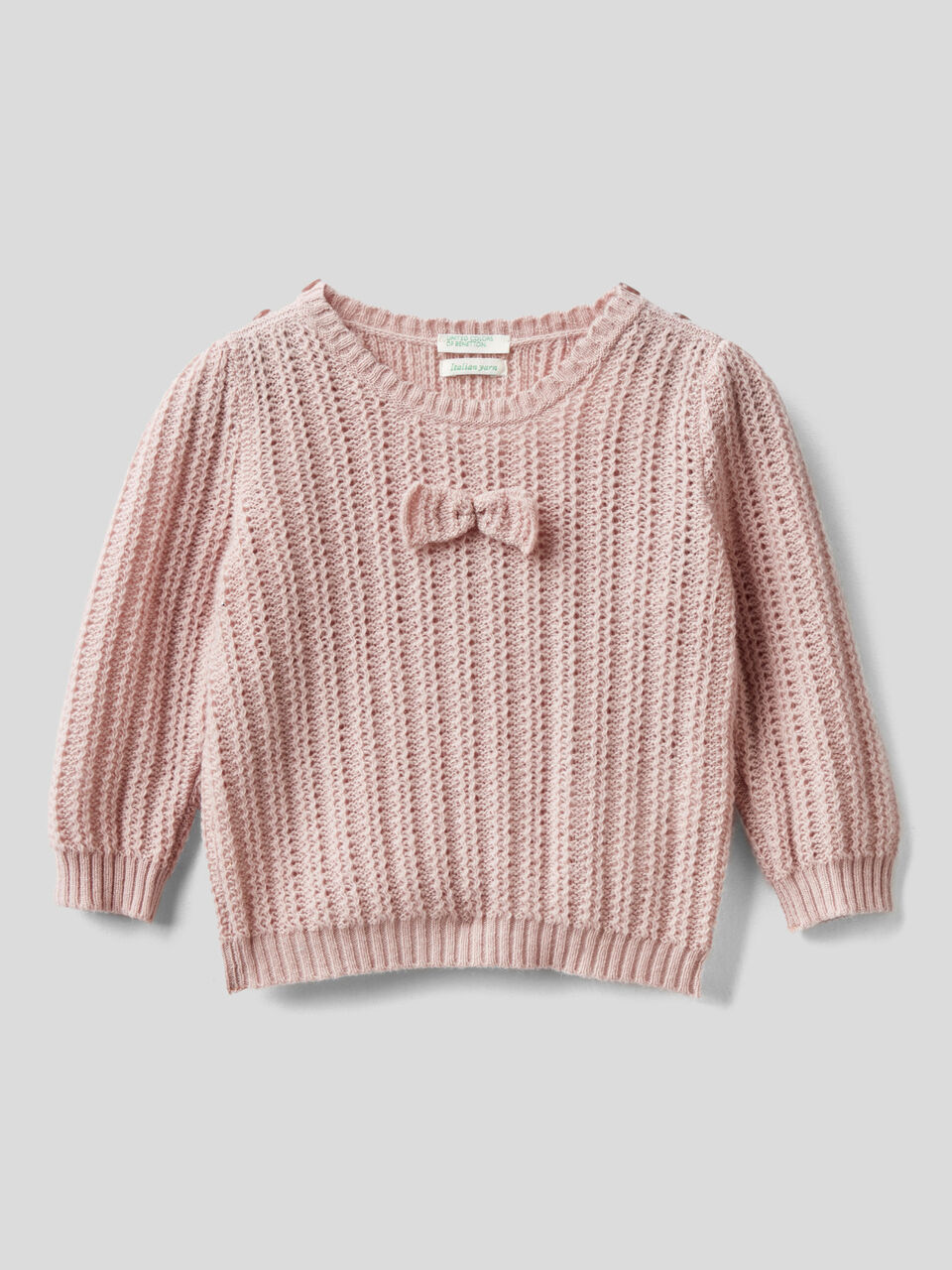 Sweater with bow in recycled wool blend image number 1