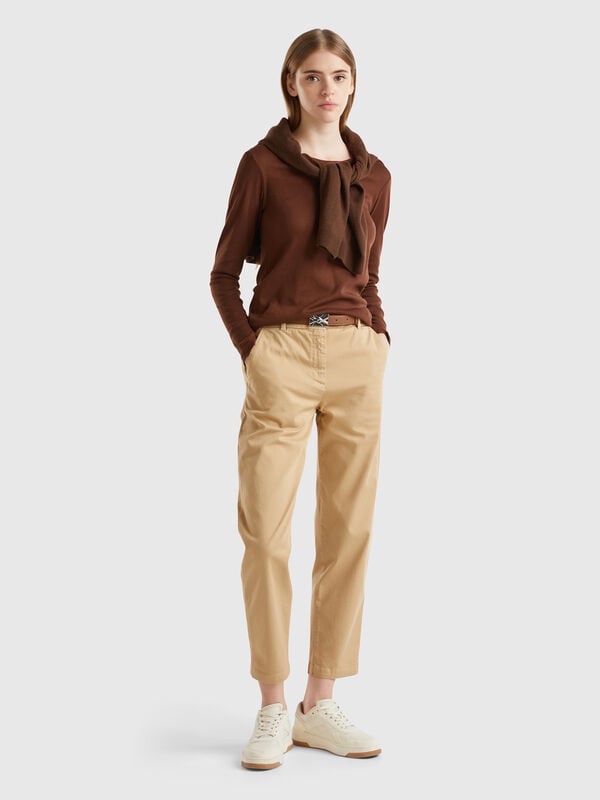 Stretch cotton chino trousers Women