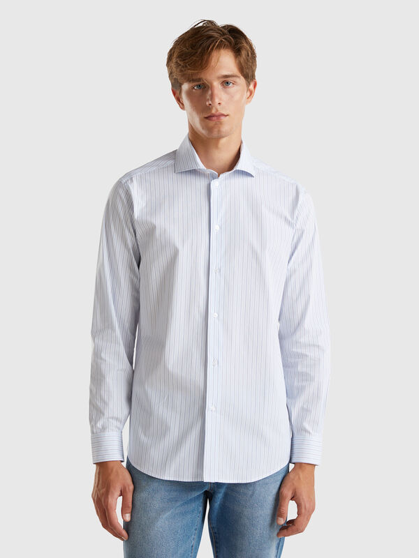 Striped shirt in stretch cotton Men