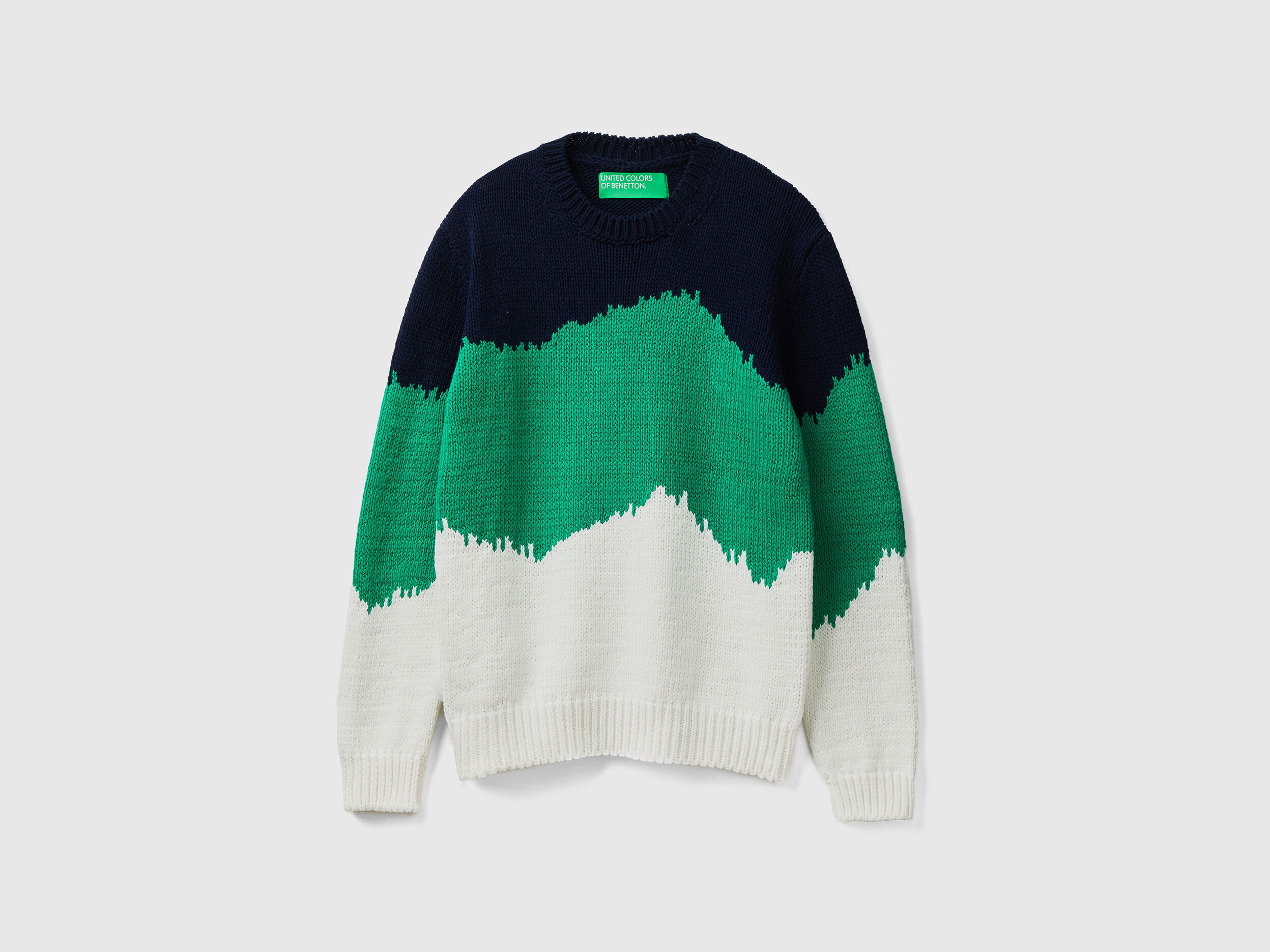 Green color block clearance sweater