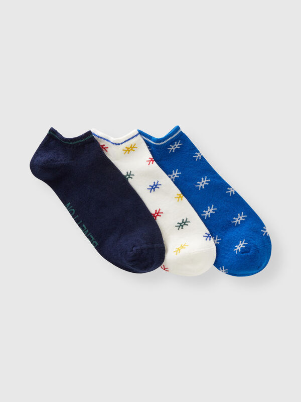 Three pairs of socks with logo