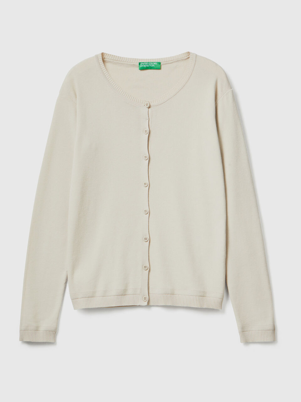Crew neck cardigan in pure cotton image number 1