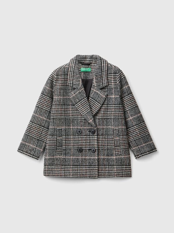 Double-breasted Prince of Wales coat Junior Girl