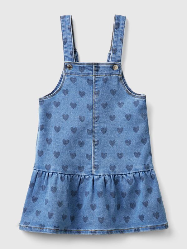 Denim dungaree skirt with hearts Junior Girl