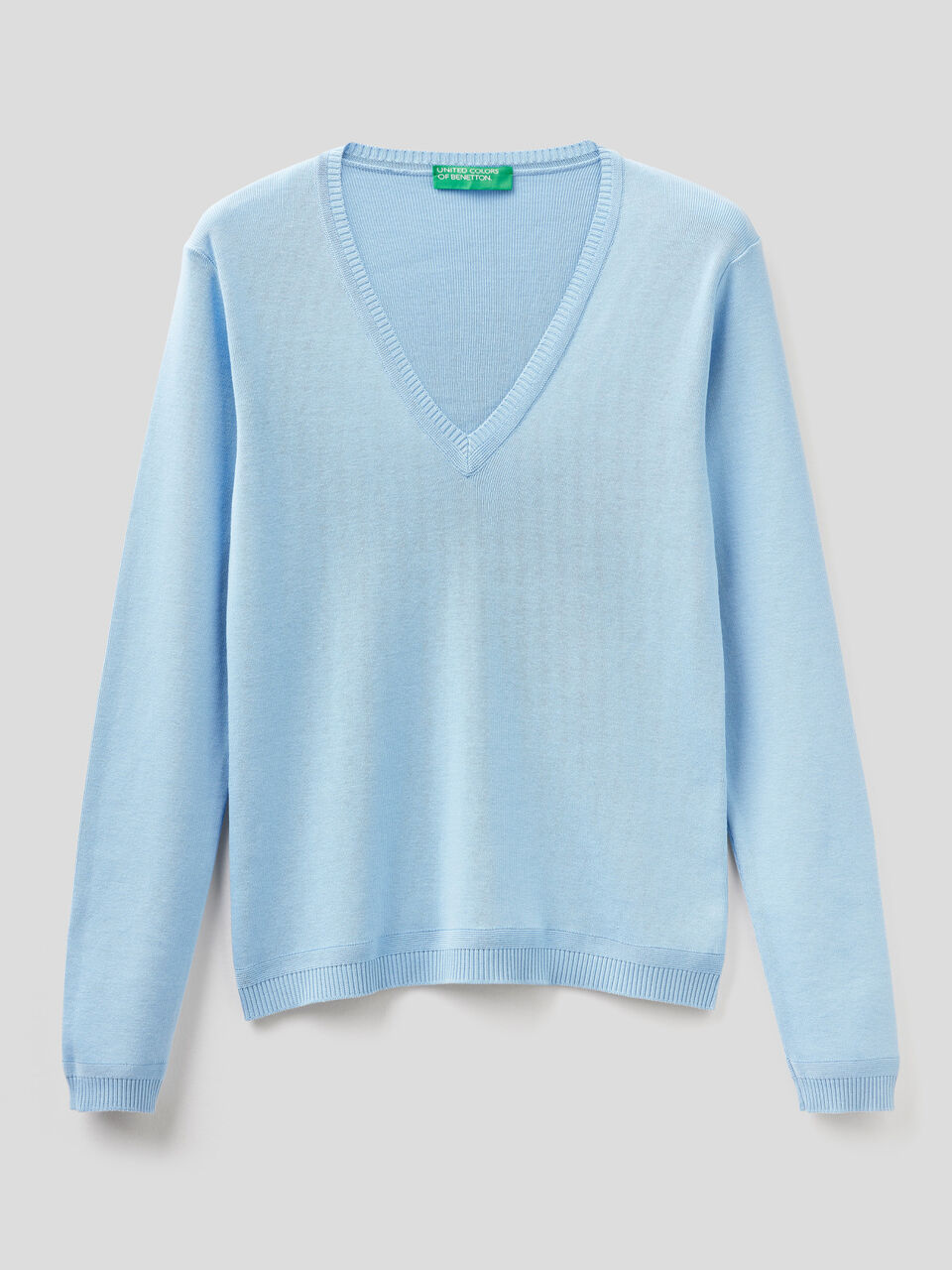 Pure cotton sweater with V-neck image number 1