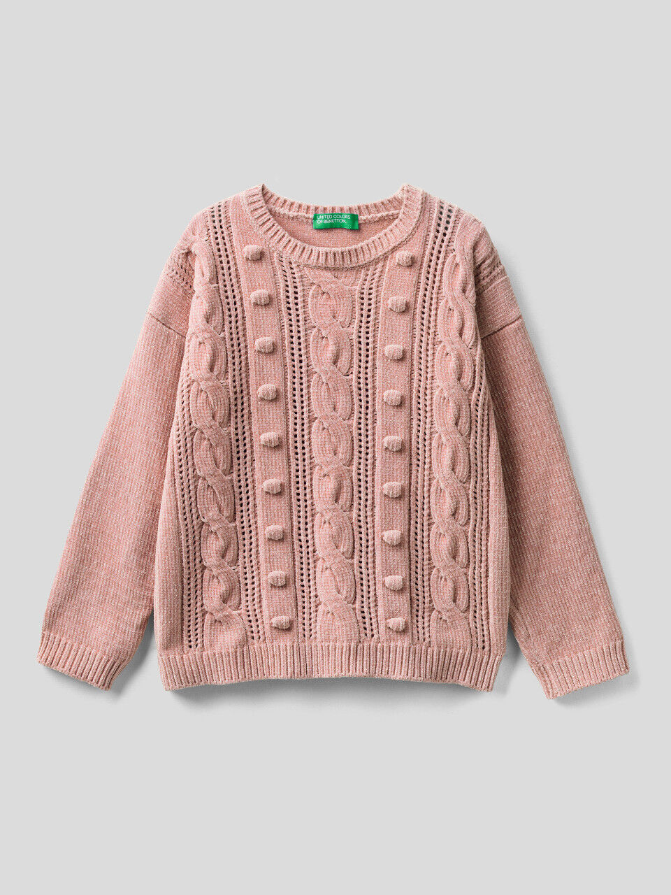 Cable knit chenille sweater