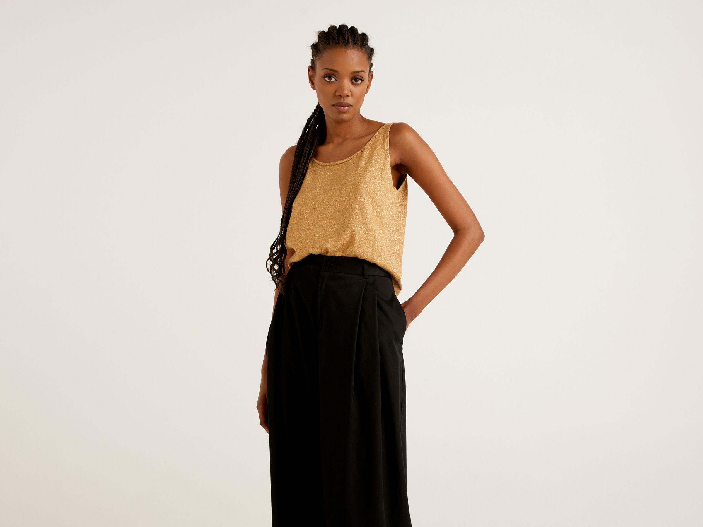 Tank top in viscose and lurex image number 3