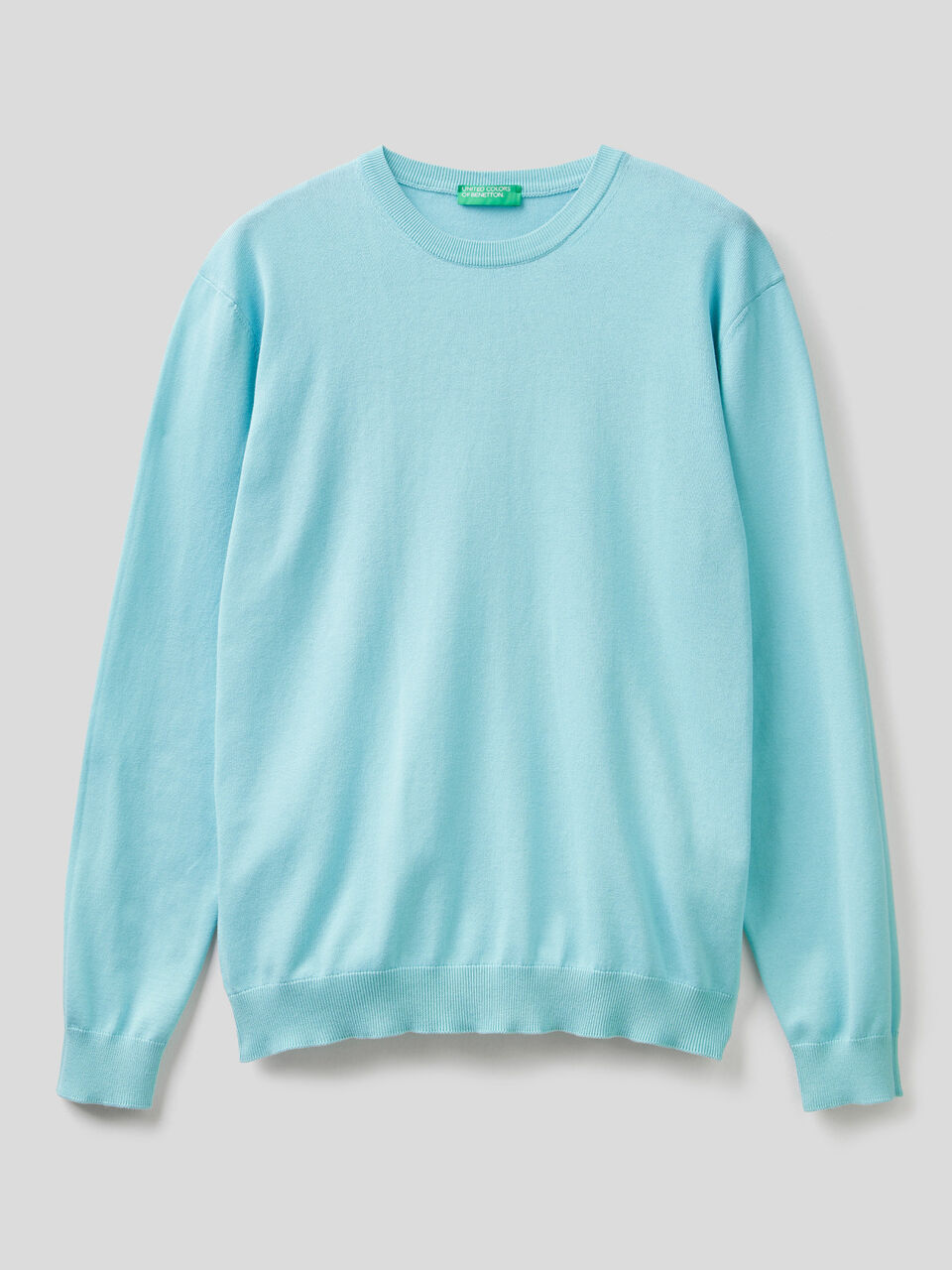 Crew neck sweater in 100% cotton image number 1