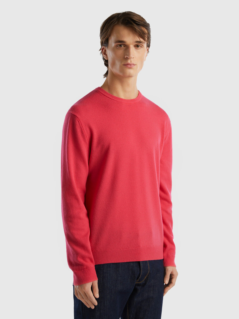 Crew Neck Merino Wool Sweaters Men 2024 Benetton