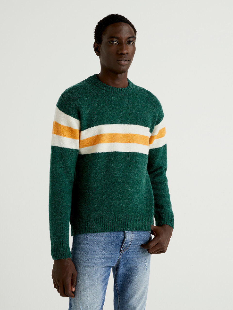 Green striped sweater mens cheap