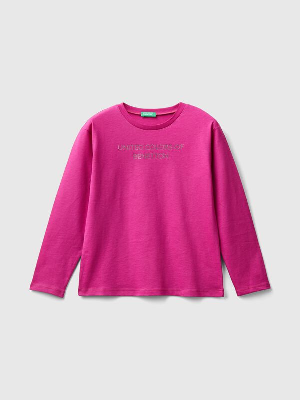 T-shirt with rhinestone logo Junior Girl