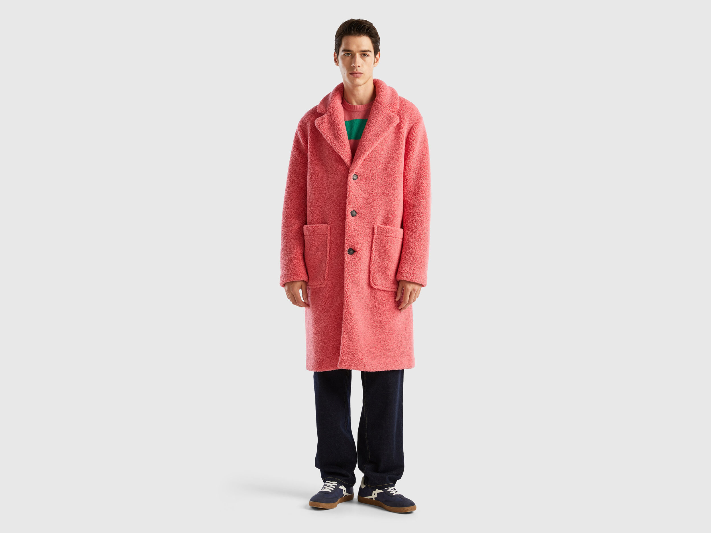 Benetton pink coat clearance