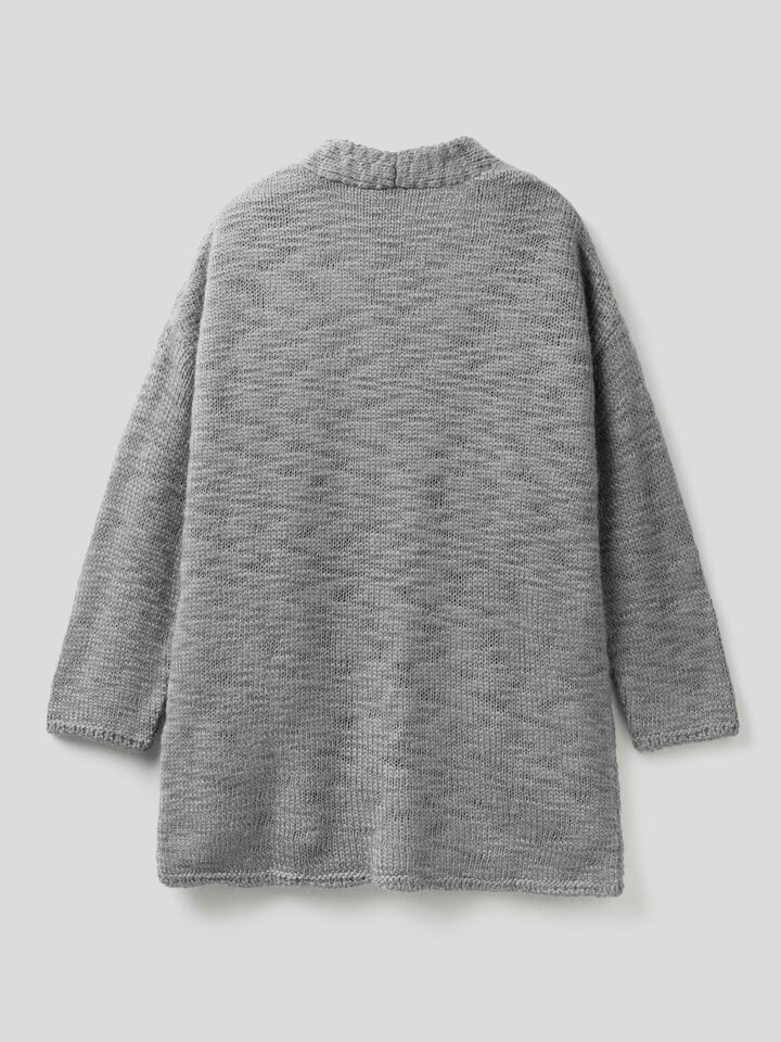 Maxi cardigan in wool and alpaca blend image number 2