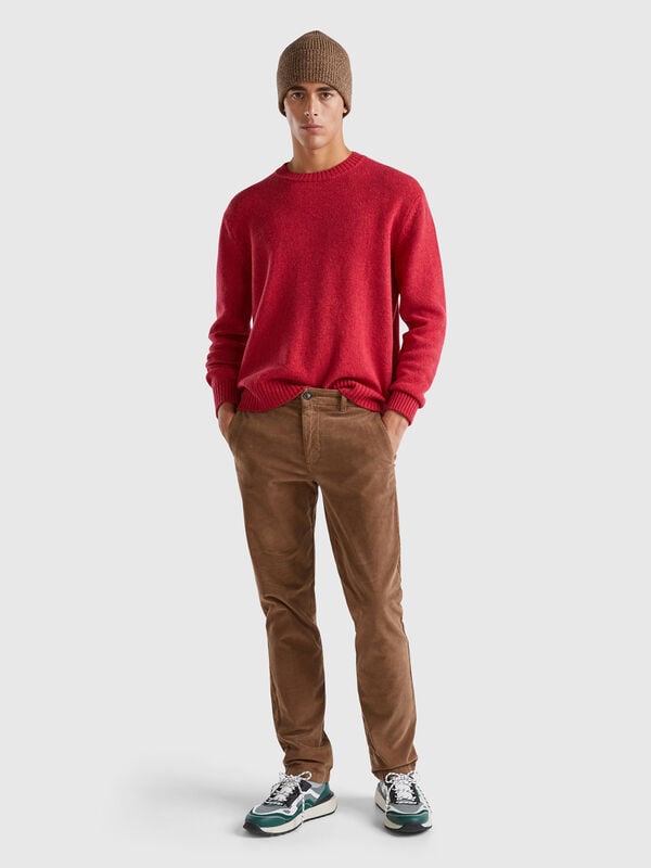 Slim fit stretch velvet trousers Men