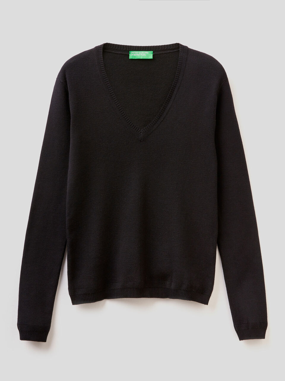 Pure cotton sweater with V-neck image number 1