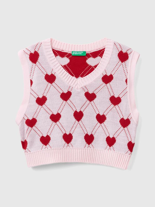 Cropped vest with heart motif Junior Girl